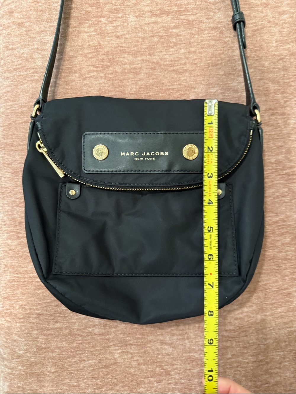 Marc Jacobs Black Nylon Messenger Bag with Gold Accents - Picture 3 of 8